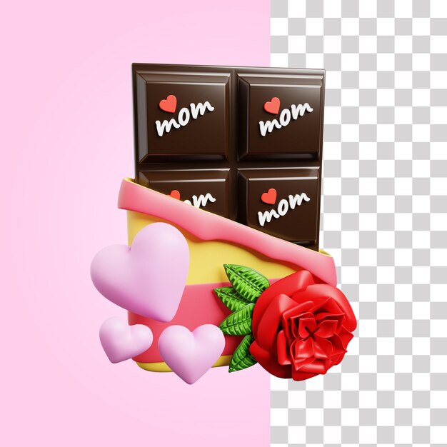 PSD mother day chocolate 3d icon