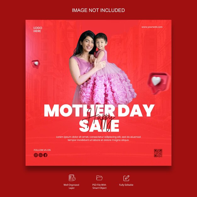 PSD mother day sale social media ads happy mother day