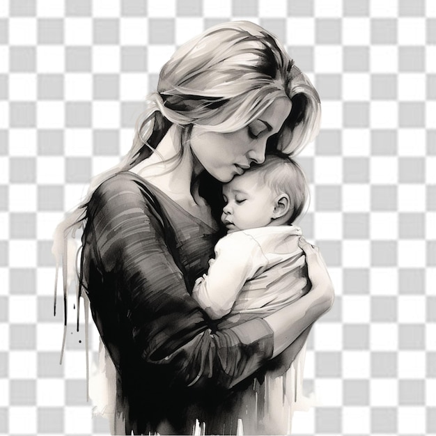 A mother holding a baby png