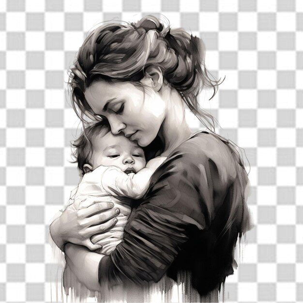 A mother holding a baby png