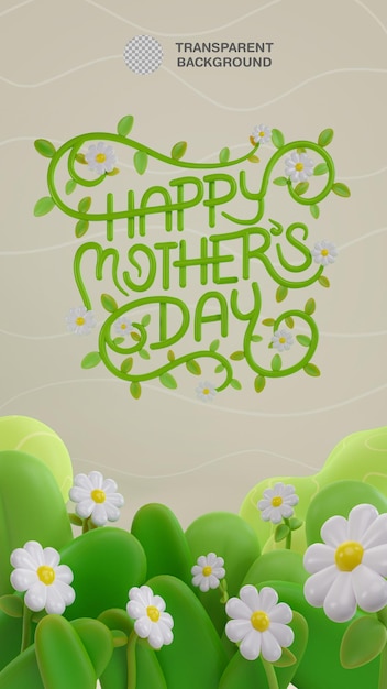 Mother's Day 3d botanical lettering with flowers