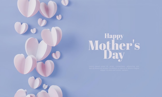 Mother's day 3d rendering with papercut love theme