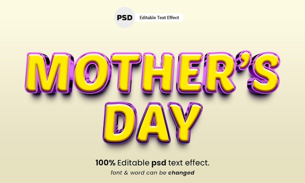 Mother's day 3d text effect editable psd text effect