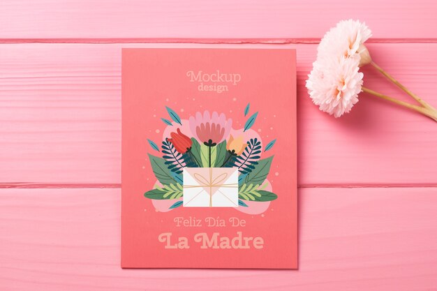 PSD mother's day card mockup design