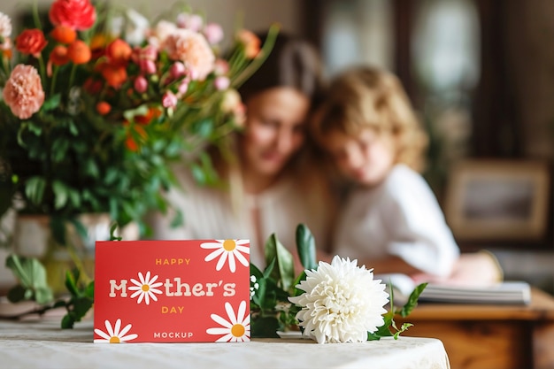 PSD mother's day card mockup design