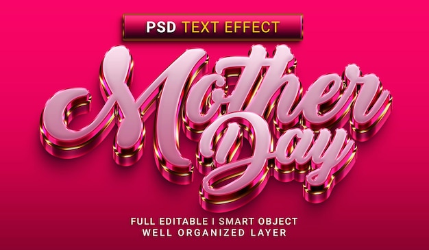 Mothers day 3d style text effect