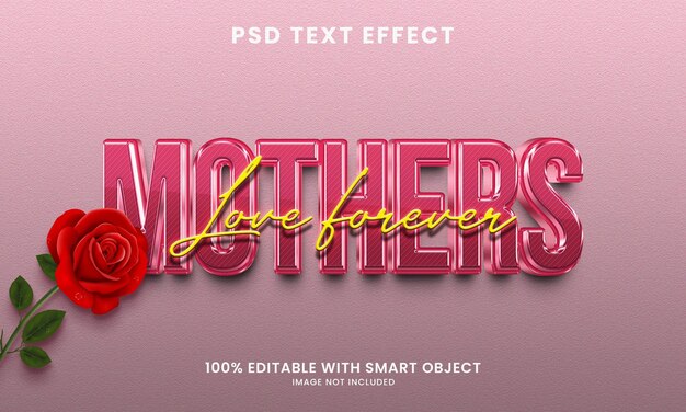 Mothers day 3d text effect template