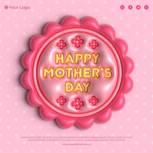 PSD mothers day greeting card mockup template