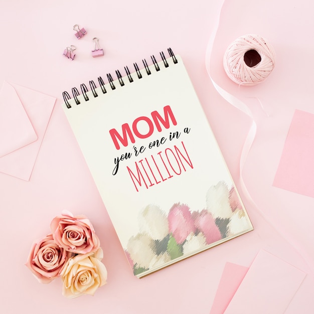 Mothers Day Greeting card with text lettering 