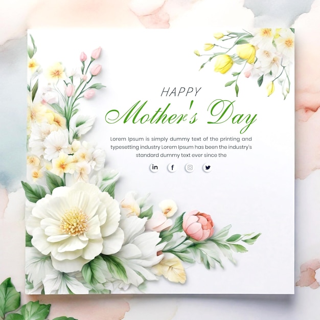 mothers Day poster template with greeting card and floral invitation Card