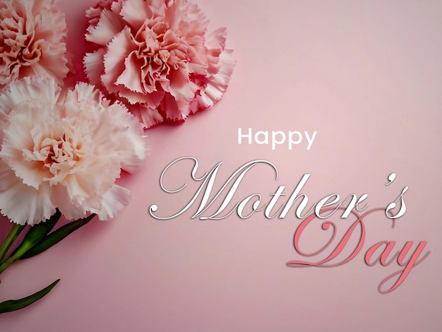 mothers day poster with gift box and flowers love on pink background