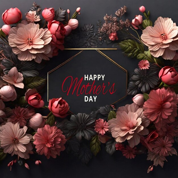 PSD mothers day social media instagram post banner template with floral background