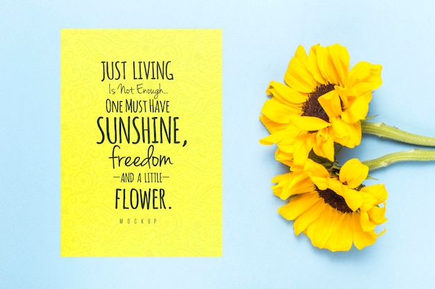 PSD motivational message with flowers