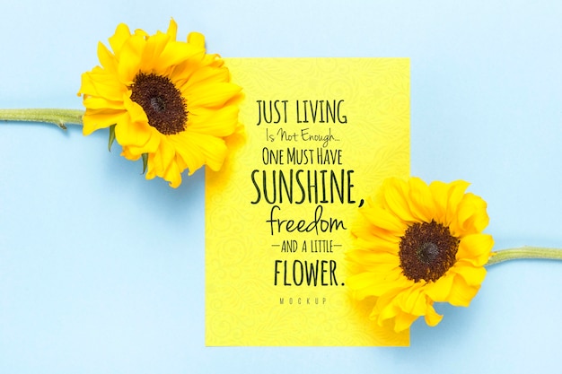 Motivational message with yellow flowers