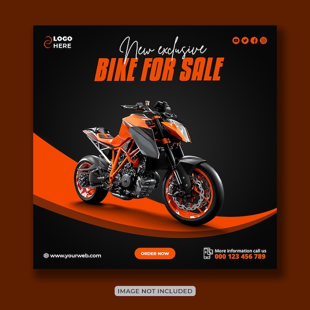 Motorcycle creative Instagram Post and social media banner design or square flyer template