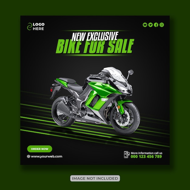 Motorcycle creative Instagram Post and social media banner design or square flyer template