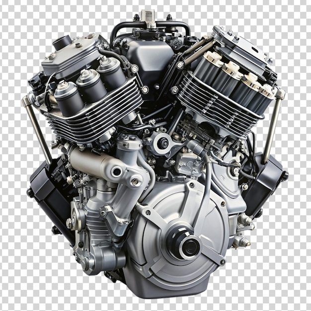 Motorcycle engine with a heart in the middle on transparent background