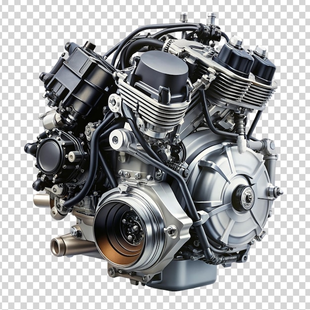 Motorcycle engine with a heart in the middle on transparent background