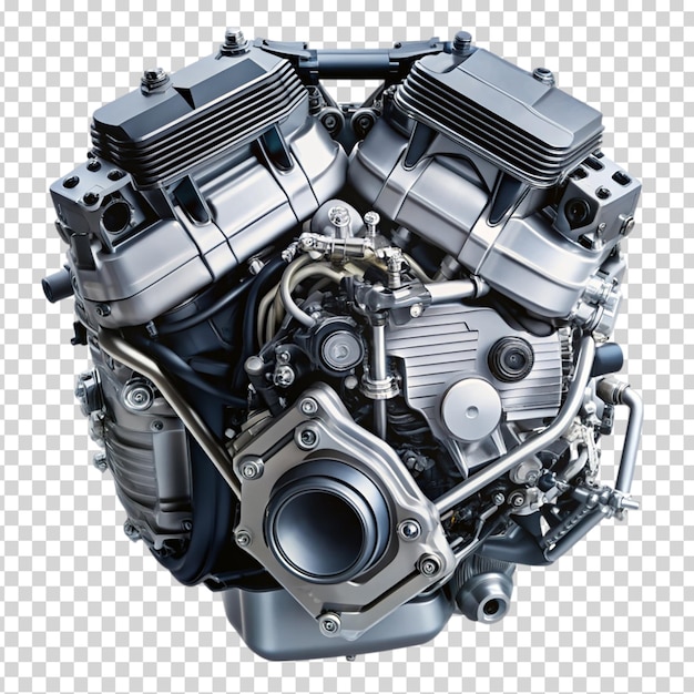 Motorcycle engine with a heart in the middle on transparent background