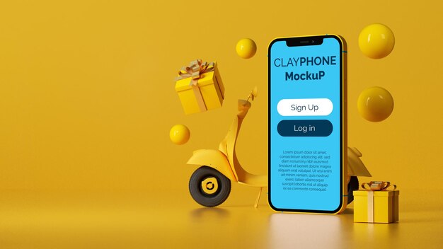 PSD motorcycle , gift box and smartphone mockup concept