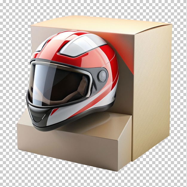 motorcycle helmet 3d box on transparent background