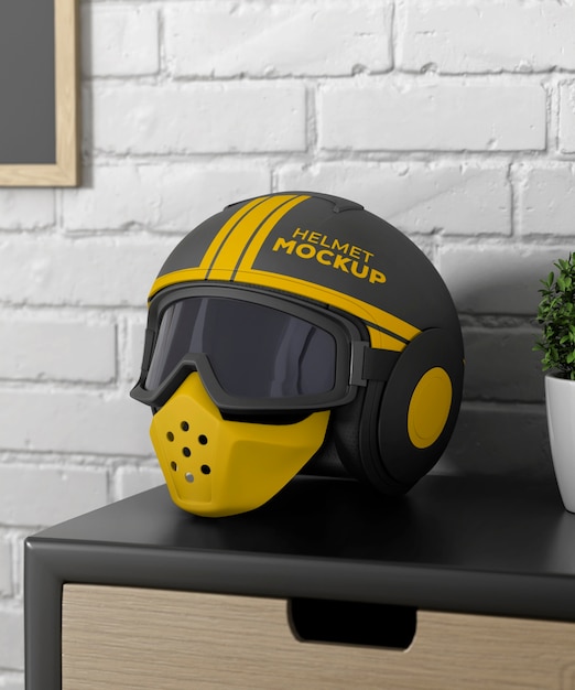 PSD motorcycle helmet mockup design