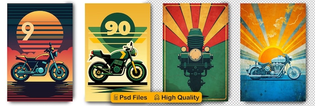 PSD a motorcycle illustration poster collection