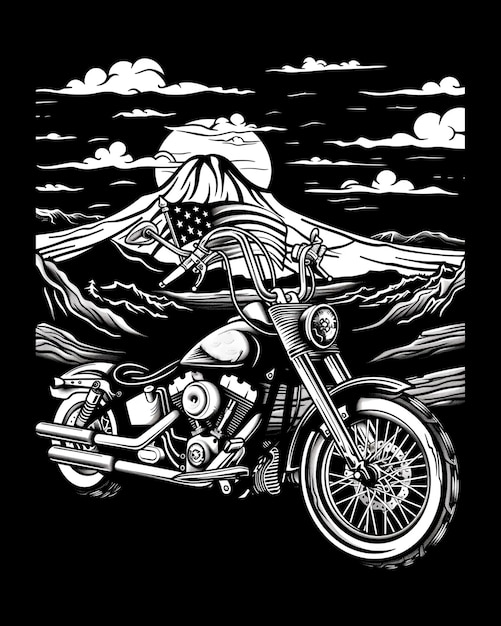 motorcycle illustration t shirt