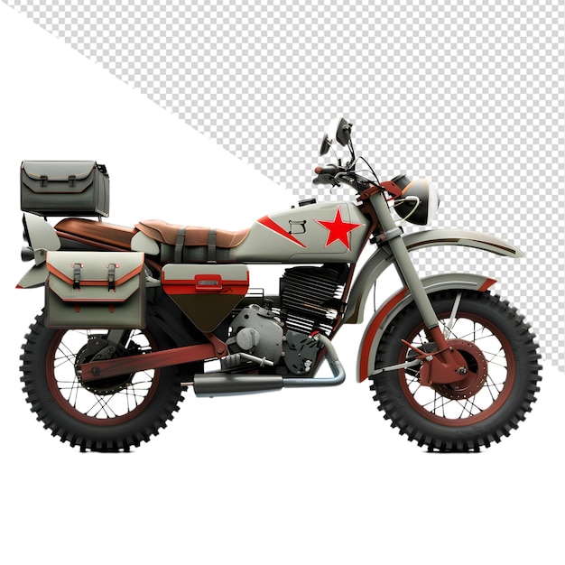 PSD a motorcycle with a red star on the back and the word  s  on the side