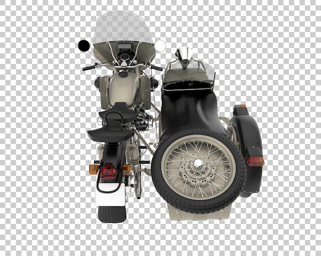 PSD motorcycle with sidecar on transparent background. 3d rendering - illustration