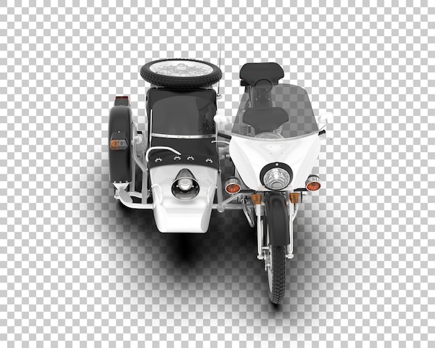 PSD motorcycle with sidecar on transparent background 3d rendering illustration