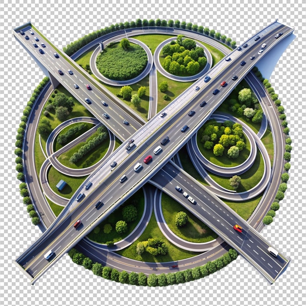 PSD motorway interchange on transparent background