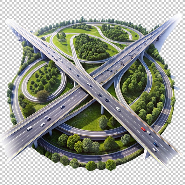 PSD motorway interchange on transparent background