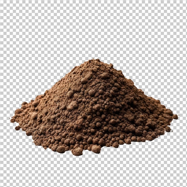 a mound of brown dirt is on a transparent background