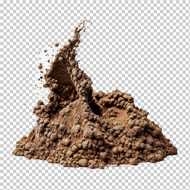 PSD a mound of dirt with a hole in it and a pile of dirt