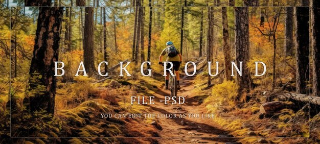 PSD mountain biking through a golden forest