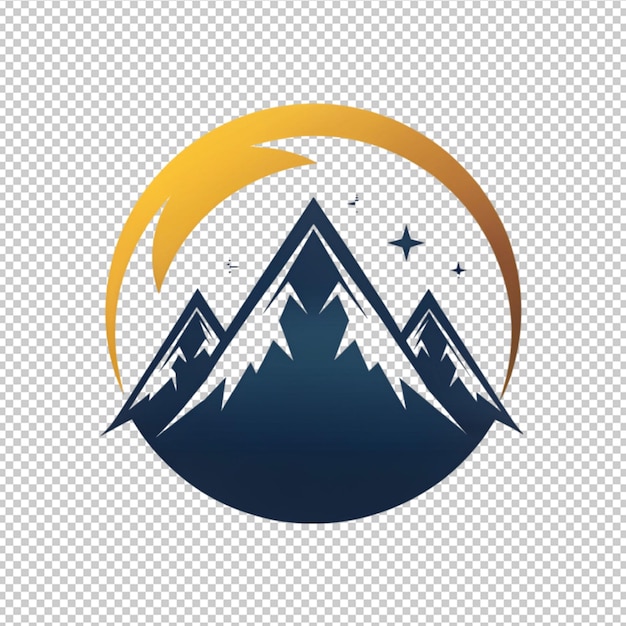 PSD mountain moon logo on transparent background