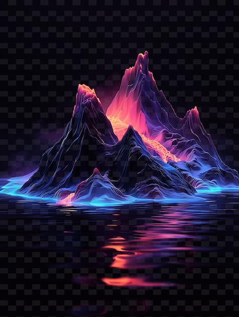 PSD mountain peaks in the water