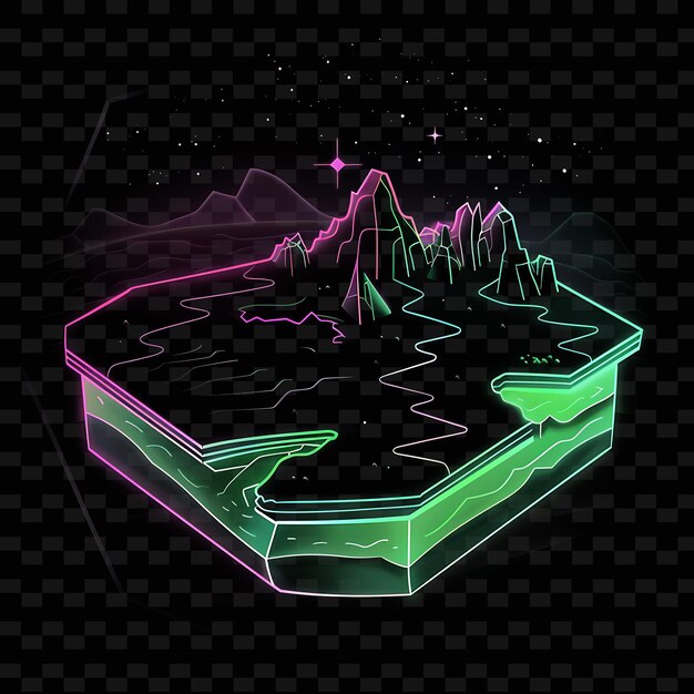 PSD a mountain with a green arrow on it and a black background