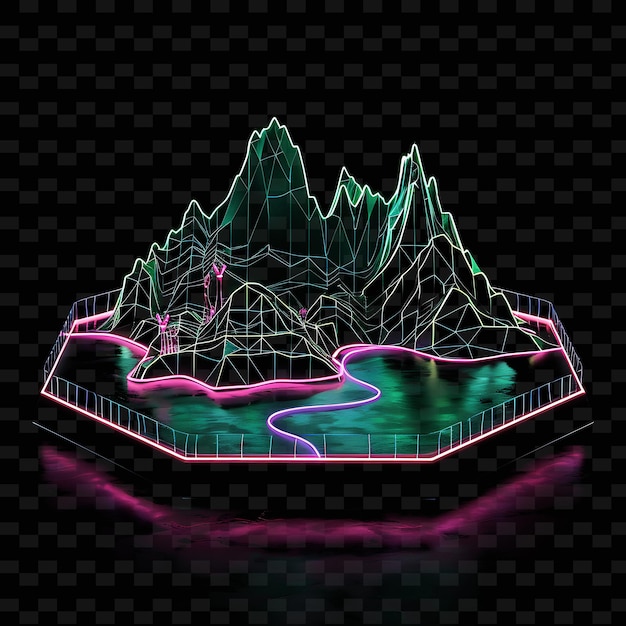 PSD a mountain with a lake and mountains on it