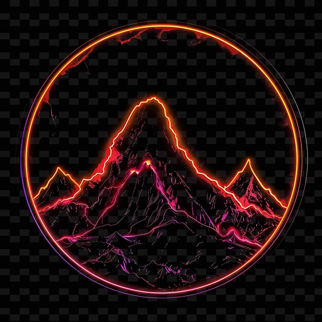 PSD a mountain with a pink moon and a black background with a pink moon