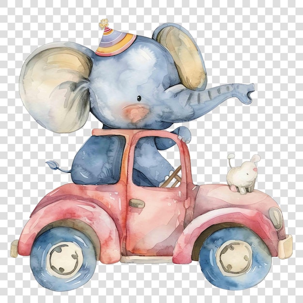 PSD mouse in a car nuresery watercolor