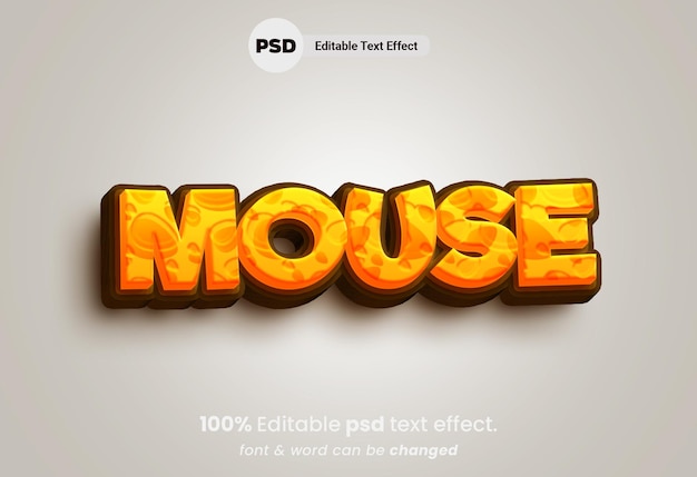 Mouse Chesse 3D Editable PSD Text Effect