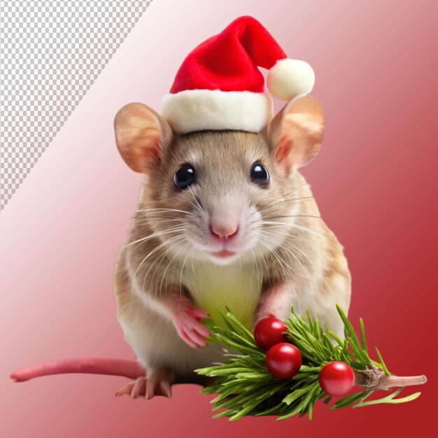 PSD mouse christmas isolated on transparent background