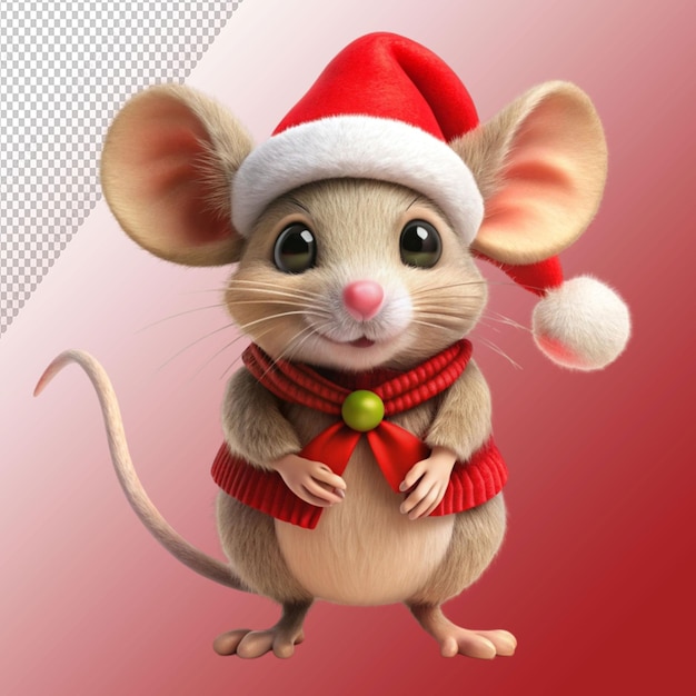 PSD mouse christmas isolated on transparent background