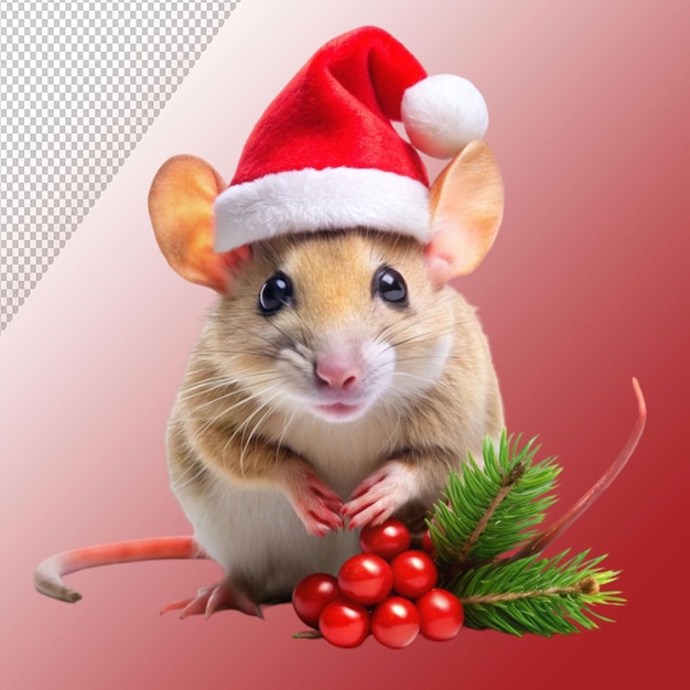 mouse Christmas isolated on transparent background