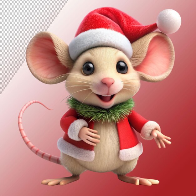 PSD mouse christmas isolated on transparent background