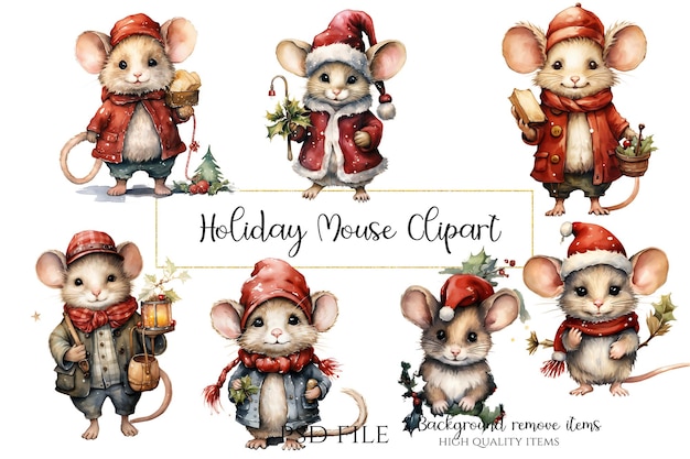 MOUSE IN HOLIDAY COSTUME CUTE CLIPART HOLIDAY