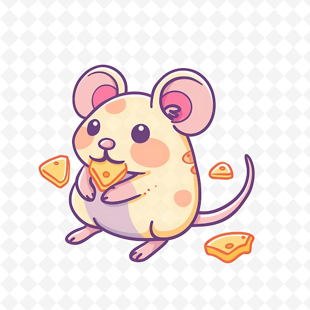 a mouse with cheese and a piece of cheese on it