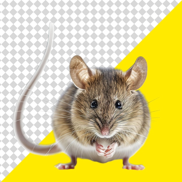 PSD a mouse with a white nose and a yellow background